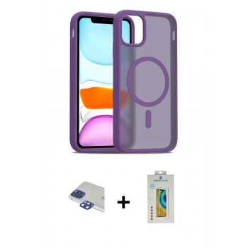 MARSİLYAN™- iPhone 11 Pro Max Kılıf Siluet Minimal Prime - Siyah Polymer Nano Ekran Koruyucu + Pers Alüminyum Kamera Lens - LT