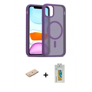 MARSİLYAN™- iPhone 11 Pro Max Kılıf Siluet Minimal Prime - Siyah Polymer Nano Ekran Koruyucu + Renkli Kamera Lens Koruma Cam - MI