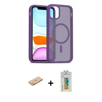 MARSİLYAN™- iPhone 11 Pro Max Kılıf Siluet Minimal Prime - Siyah Polymer Nano Ekran Koruyucu + Renkli Kamera Lens Koruma Cam - TU