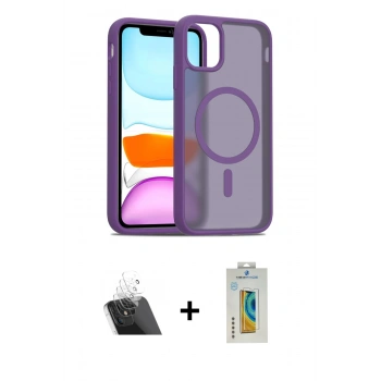 MARSİLYAN™- iPhone 11 Pro Max Kılıf Siluet Minimal Prime - Siyah Polymer Nano Ekran Koruyucu + Kamera Lens Koruma Cam - SF
