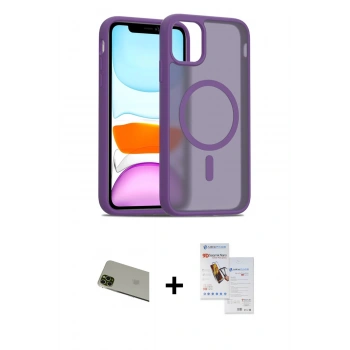 MARSİLYAN™- iPhone 11 Pro Max Kılıf Siluet Minimal Prime - Siyah Seramik Nano Ekran Koruyucu + Rainbow Kamera Lens Koruma Cam - YL