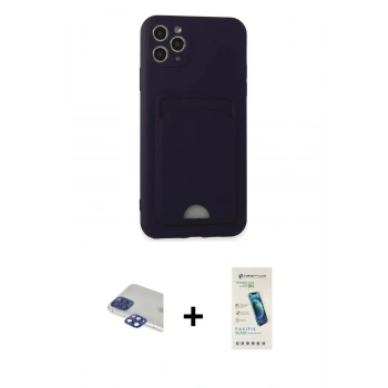 MARSİLYAN™- iPhone 11 Pro Max Kılıf Vadi Çizgi Prime - Şeffaf Pasifik Cam Ekran Koruyucu + Pers Alüminyum Kamera Lens - LT