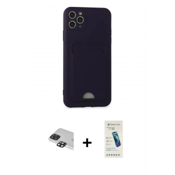 MARSİLYAN™- iPhone 11 Pro Max Kılıf Vadi Çizgi Prime - Şeffaf Pasifik Cam Ekran Koruyucu + Pers Alüminyum Kamera Lens - SH