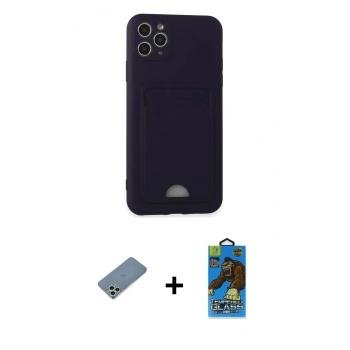 MARSİLYAN™- iPhone 11 Pro Max Kılıf Vadi Çizgi Prime - Siyah 18D Cam Ekran Koruyucu + Shine Kamera Lens Koruma Cam - GS