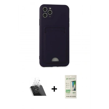 MARSİLYAN™- iPhone 11 Pro Max Kılıf Vadi Çizgi Prime - Siyah 20D Premium Cam Ekran Koruyucu + Kamera Lens Koruma Cam - SF
