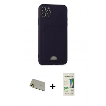 MARSİLYAN™- iPhone 11 Pro Max Kılıf Vadi Çizgi Prime - Siyah 20D Premium Cam Ekran Koruyucu + Rainbow Kamera Lens Koruma Cam - GD
