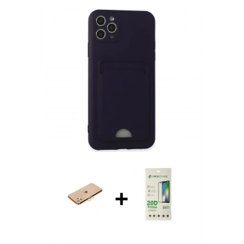 MARSİLYAN™- iPhone 11 Pro Max Kılıf Vadi Çizgi Prime - Siyah 20D Premium Cam Ekran Koruyucu + Renkli Kamera Lens Koruma Cam - TU