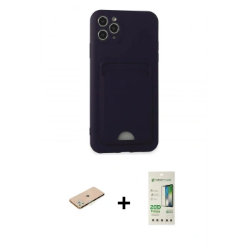 MARSİLYAN™- iPhone 11 Pro Max Kılıf Vadi Çizgi Prime - Siyah 20D Premium Cam Ekran Koruyucu + Renkli Kamera Lens Koruma Cam - YL