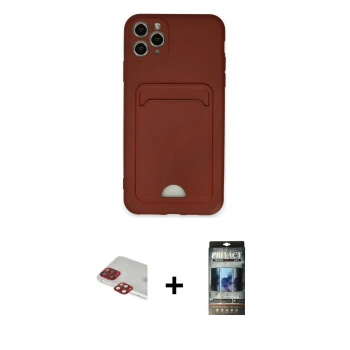 MARSİLYAN™- iPhone 11 Pro Max Kılıf Vadi Çizgi Prime - Siyah 34D Hayalet Izgaralı Cam + Pers Alüminyum Kamera Lens - KI