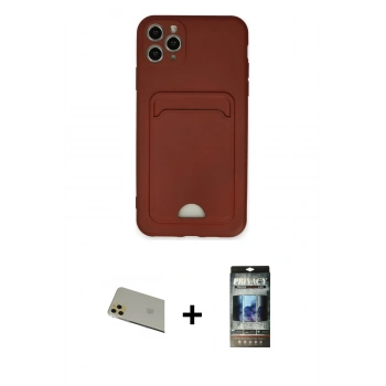 MARSİLYAN™- iPhone 11 Pro Max Kılıf Vadi Çizgi Prime - Siyah 34D Hayalet Izgaralı Cam + Rainbow Kamera Lens Koruma Cam - GD