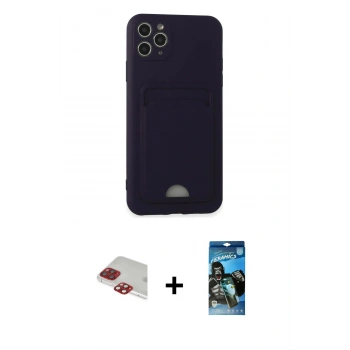 MARSİLYAN™- iPhone 11 Pro Max Kılıf Vadi Çizgi Prime - Siyah 34D Izgaralı Cam + Pers Alüminyum Kamera Lens - KI