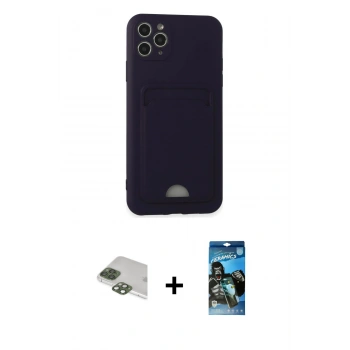 MARSİLYAN™- iPhone 11 Pro Max Kılıf Vadi Çizgi Prime - Siyah 34D Izgaralı Cam + Pers Alüminyum Kamera Lens - YL