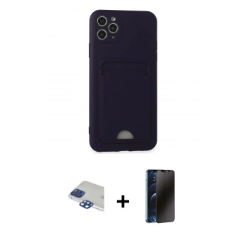 MARSİLYAN™- iPhone 11 Pro Max Kılıf Vadi Çizgi Prime - Siyah 3D Antistatik Hayalet Cam Ekran Koruyucu + Pers Alüminyum Kamera Lens - LT