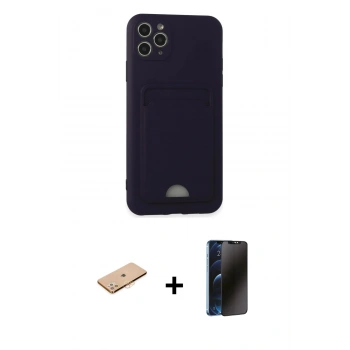 MARSİLYAN™- iPhone 11 Pro Max Kılıf Vadi Çizgi Prime - Siyah 3D Antistatik Hayalet Cam Ekran Koruyucu + Renkli Kamera Lens Koruma Cam - TU