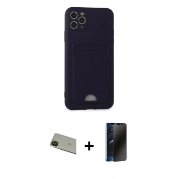 MARSİLYAN™- iPhone 11 Pro Max Kılıf Vadi Çizgi Prime - Siyah 3D Antistatik Hayalet Cam Ekran Koruyucu + Rainbow Kamera Lens Koruma Cam - YL