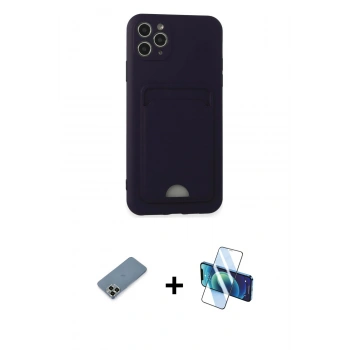 MARSİLYAN™- iPhone 11 Pro Max Kılıf Vadi Çizgi Prime - Siyah 3D Antistatik Seramik Nano Ekran Koruyucu + Metal Kamera Lens Koruma Cam - AKYL
