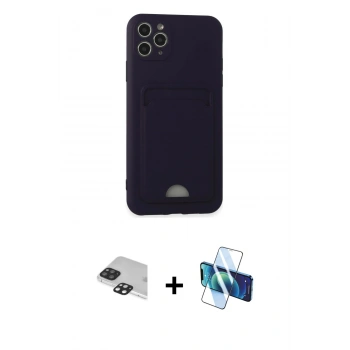 MARSİLYAN™- iPhone 11 Pro Max Kılıf Vadi Çizgi Prime - Siyah 3D Antistatik Seramik Nano Ekran Koruyucu + Pers Alüminyum Kamera Lens - SH