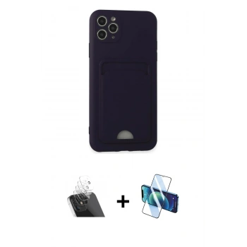MARSİLYAN™- iPhone 11 Pro Max Kılıf Vadi Çizgi Prime - Siyah 3D Antistatik Seramik Nano Ekran Koruyucu + Kamera Lens Koruma Cam - SF