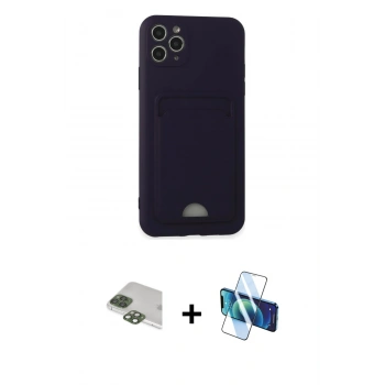 MARSİLYAN™- iPhone 11 Pro Max Kılıf Vadi Çizgi Prime - Siyah 3D Antistatik Seramik Nano Ekran Koruyucu + Pers Alüminyum Kamera Lens - YL