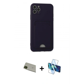 MARSİLYAN™- iPhone 11 Pro Max Kılıf Vadi Çizgi Prime - Siyah 3D Antistatik Seramik Nano Ekran Koruyucu + Rainbow Kamera Lens Koruma Cam - YL
