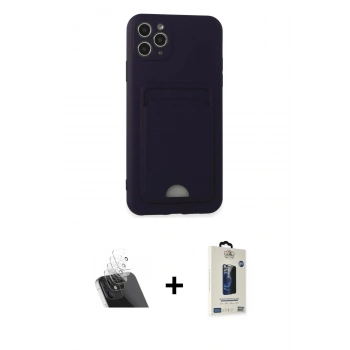 MARSİLYAN™- iPhone 11 Pro Max Kılıf Vadi Çizgi Prime - Siyah Bilvis Hayalet Cam Ekran Koruyucu + Kamera Lens Koruma Cam - SF