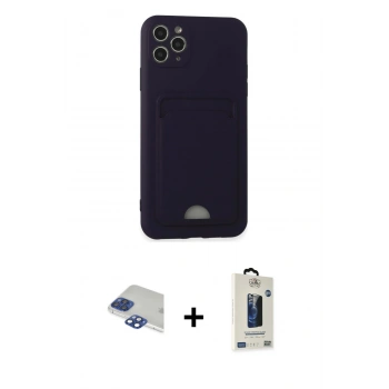 MARSİLYAN™- iPhone 11 Pro Max Kılıf Vadi Çizgi Prime - Siyah Bilvis Hayalet Cam Ekran Koruyucu + Pers Alüminyum Kamera Lens - LT
