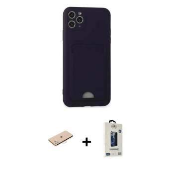 MARSİLYAN™- iPhone 11 Pro Max Kılıf Vadi Çizgi Prime - Siyah Bilvis Hayalet Cam Ekran Koruyucu + Renkli Kamera Lens Koruma Cam - MI