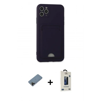 MARSİLYAN™- iPhone 11 Pro Max Kılıf Vadi Çizgi Prime - Siyah Bilvis Hayalet Cam Ekran Koruyucu + Shine Kamera Lens Koruma Cam - SH