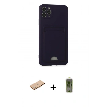 MARSİLYAN™- iPhone 11 Pro Max Kılıf Vadi Çizgi Prime - Siyah Joko Magic 5D Hayalet Cam + Renkli Kamera Lens Koruma Cam - TU