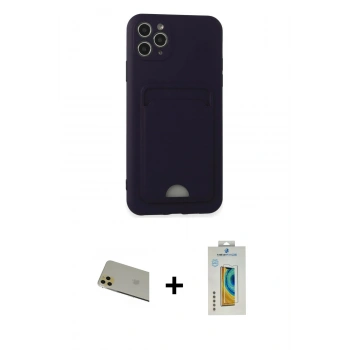 MARSİLYAN™- iPhone 11 Pro Max Kılıf Vadi Çizgi Prime - Siyah Polymer Nano Ekran Koruyucu + Rainbow Kamera Lens Koruma Cam - GD