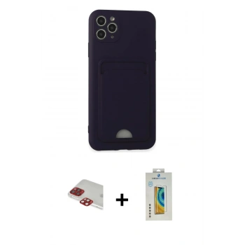 MARSİLYAN™- iPhone 11 Pro Max Kılıf Vadi Çizgi Prime - Siyah Polymer Nano Ekran Koruyucu + Pers Alüminyum Kamera Lens - KI