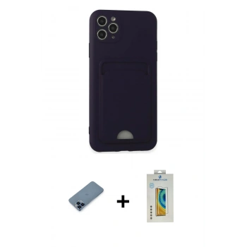 MARSİLYAN™- iPhone 11 Pro Max Kılıf Vadi Çizgi Prime - Siyah Polymer Nano Ekran Koruyucu + Metal Kamera Lens Koruma Cam - MI