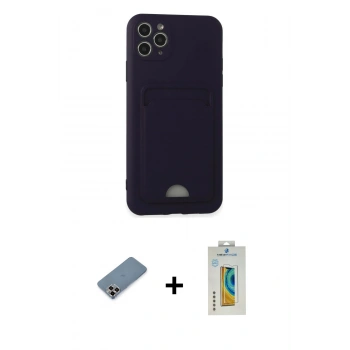 MARSİLYAN™- iPhone 11 Pro Max Kılıf Vadi Çizgi Prime - Siyah Polymer Nano Ekran Koruyucu + Metal Kamera Lens Koruma Cam - MR