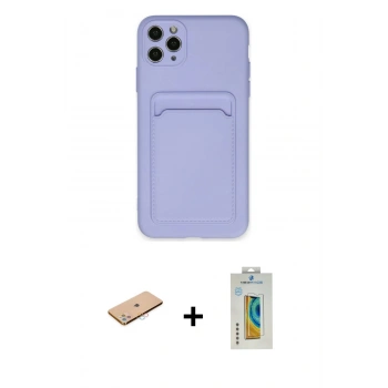 MARSİLYAN™- iPhone 11 Pro Max Kılıf Vadi Çizgi Prime - Siyah Polymer Nano Ekran Koruyucu + Renkli Kamera Lens Koruma Cam - PE