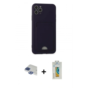 MARSİLYAN™- iPhone 11 Pro Max Kılıf Vadi Çizgi Prime - Siyah Polymer Nano Ekran Koruyucu + Pers Alüminyum Kamera Lens - LT