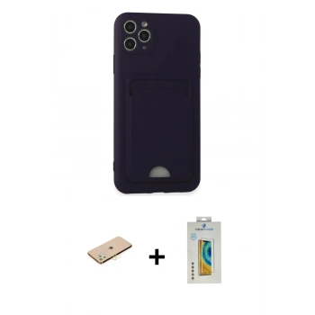 MARSİLYAN™- iPhone 11 Pro Max Kılıf Vadi Çizgi Prime - Siyah Polymer Nano Ekran Koruyucu + Renkli Kamera Lens Koruma Cam - SI