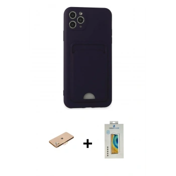 MARSİLYAN™- iPhone 11 Pro Max Kılıf Vadi Çizgi Prime - Siyah Polymer Nano Ekran Koruyucu + Renkli Kamera Lens Koruma Cam - TU