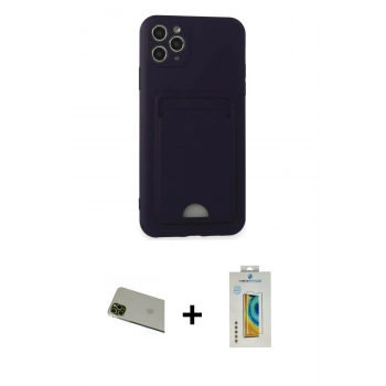 MARSİLYAN™- iPhone 11 Pro Max Kılıf Vadi Çizgi Prime - Siyah Polymer Nano Ekran Koruyucu + Rainbow Kamera Lens Koruma Cam - YL