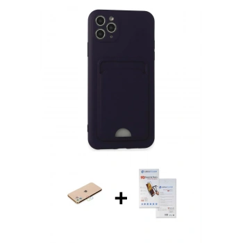 MARSİLYAN™- iPhone 11 Pro Max Kılıf Vadi Çizgi Prime - Siyah Seramik Nano Ekran Koruyucu + Renkli Kamera Lens Koruma Cam - MI
