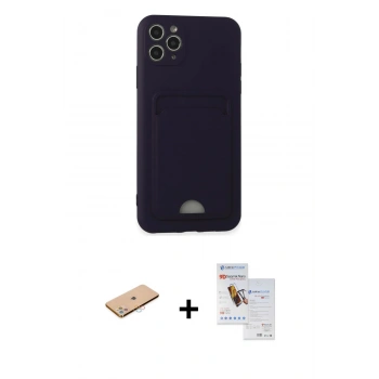 MARSİLYAN™- iPhone 11 Pro Max Kılıf Vadi Çizgi Prime - Siyah Seramik Nano Ekran Koruyucu + Renkli Kamera Lens Koruma Cam - PE