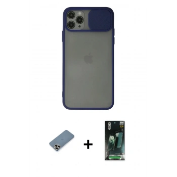 MARSİLYAN™- iPhone 11 Pro Max Kılıf Vadi Çizgi - Şeffaf 360 Full Body Arka Koruyucu + Metal Kamera Lens Koruma Cam - GD