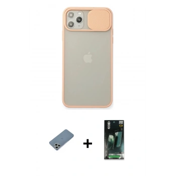 MARSİLYAN™- iPhone 11 Pro Max Kılıf Vadi Çizgi - Şeffaf 360 Full Body Arka Koruyucu + Shine Kamera Lens Koruma Cam - GS