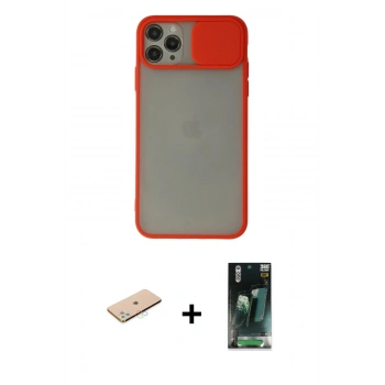 MARSİLYAN™- iPhone 11 Pro Max Kılıf Vadi Çizgi - Şeffaf 360 Full Body Arka Koruyucu + Renkli Kamera Lens Koruma Cam - MI