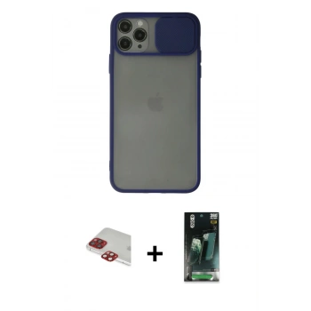 MARSİLYAN™- iPhone 11 Pro Max Kılıf Vadi Çizgi - Şeffaf 360 Full Body Arka Koruyucu + Pers Alüminyum Kamera Lens - KI