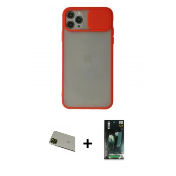 MARSİLYAN™- iPhone 11 Pro Max Kılıf Vadi Çizgi - Şeffaf 360 Full Body Arka Koruyucu + Rainbow Kamera Lens Koruma Cam - YL