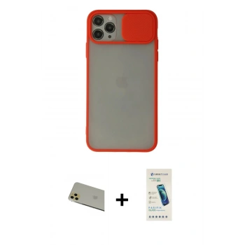 MARSİLYAN™- iPhone 11 Pro Max Kılıf Vadi Çizgi - Şeffaf Pasifik Cam Ekran Koruyucu + Rainbow Kamera Lens Koruma Cam - GD