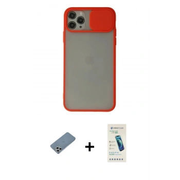MARSİLYAN™- iPhone 11 Pro Max Kılıf Vadi Çizgi - Şeffaf Pasifik Cam Ekran Koruyucu + Shine Kamera Lens Koruma Cam - GS