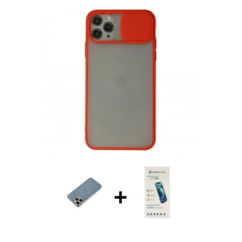 MARSİLYAN™- iPhone 11 Pro Max Kılıf Vadi Çizgi - Şeffaf Pasifik Cam Ekran Koruyucu + Metal Kamera Lens Koruma Cam - MR