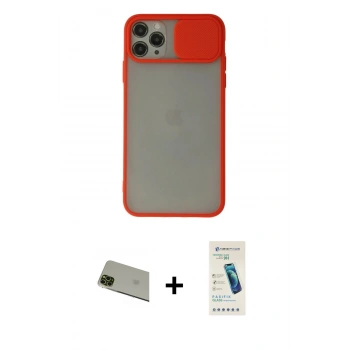 MARSİLYAN™- iPhone 11 Pro Max Kılıf Vadi Çizgi - Şeffaf Pasifik Cam Ekran Koruyucu + Rainbow Kamera Lens Koruma Cam - YL