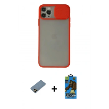 MARSİLYAN™- iPhone 11 Pro Max Kılıf Vadi Çizgi - Siyah 18D Cam Ekran Koruyucu + Shine Kamera Lens Koruma Cam - GD